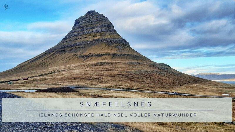 Snæfellsnes Island – Islands schönste Halbinsel voller Naturwunder“ mit Blick auf den markanten Berg Kirkjufell unter blauem Himmel im Westen Islands.