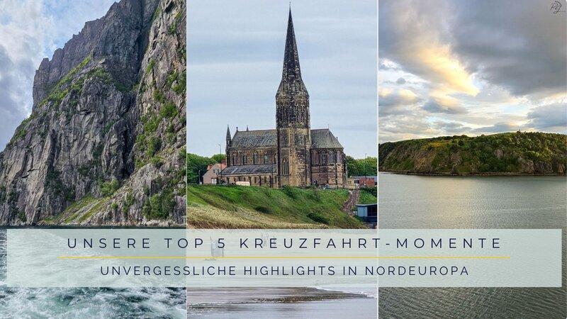Collage mit Norwegens Lysefjord, Tynemouth Priory und den schottischen Highlands – unsere Top 5 Kreuzfahrt-Momente in Nordeuropa