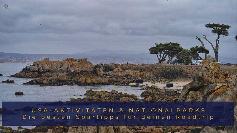 Felsige Küstenlandschaft an der US-Westküste mit Blick aufs Meer – Titelbild zu Kosten und Spartipps für Aktivitäten und Nationalparks auf einem USA-Roadtrip