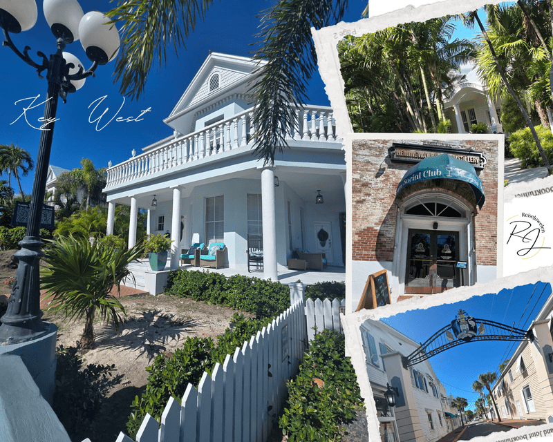 Collage von Key West auf den Florida Keys 2026 mit bunten Holzhäusern der Old Town, der Duval Street und den berühmten wilden Hähnen in den Straßen.