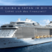 Das Kreuzfahrtschiff Spectrum of the Seas auf offener See mit der Überschrift 'Aldi-Reise China & Japan im DIY-Vergleich: Lohnt sich das finanziell?
