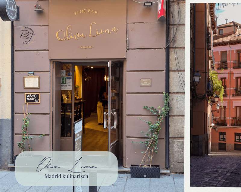 Eingang der mexikanischen Weinbar Oliva Lima in Madrid